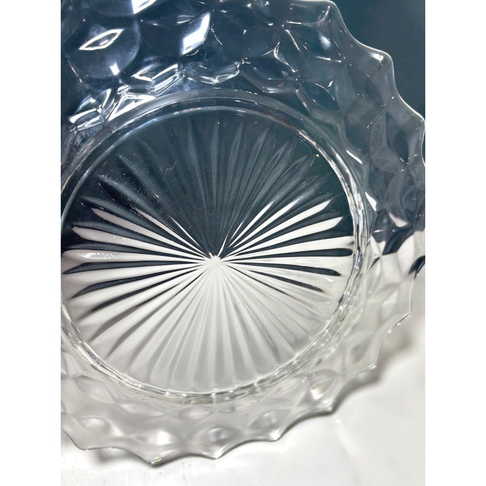 Vintage 4 Pc Fostoria Clear Glass Dinner Plates 9.5 Inch Cubist - Picture 4 of 6
